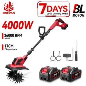 ONEVAN 4000W Electric Cultivator 36000RPM Cordless Handheld Garden Farm Soil Scarifier Yard Trimmer Tool For Makita Battery Pin