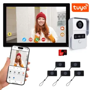 2 Wire Digital Video Intercom System 10.1 Inch Wireless WIFI Monitor 1080P Doorphone Camera Video Doorbell Card Tuya App Unlock
