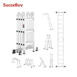 SucceBuy Multi-Purpose Folding Ladder 7-in-1 Tall Step Ladder A Frame Adjustable Telescoping for Household Outdoor Work