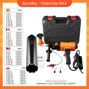 SucceBuy 1500W 4in Bit Diamond Core Drill Machine Handheld Concrete Core Drill Rig Wet Stepless Speed Electric Drilling Machine