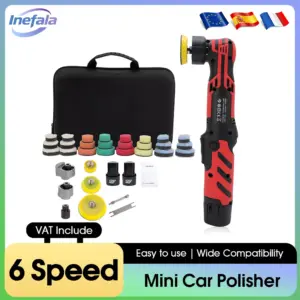 Inefala Cordless 6-Speed Polishing Tool Kit With 2 Battery Car Buffer Waxer Sander Tool Car Polisher for Headlights Wheels Trunk