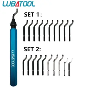 LUBATOOL Deburring Tool with 11 HSS Steel Blades, 360 Degree Rotary Head Deburring Tool for Metal Resin Plastic 3D Printing Wood