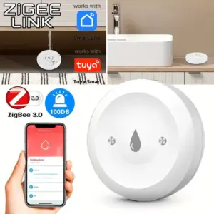 Tuya Zigbee 3.0 Smart Water Leak Sensor Flood Detector Alarm Home Security System APP Remote Voice Control Via Alexa Google Home