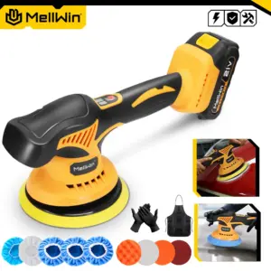 MELLWIN 6000rpm 8Gears Digital Display Cordless Electric Polisher Car Polishing Waxing Sanding Machine For Makita 18VBattery Pin