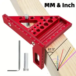 3D Multi-Angle Measuring Ruler, 45/90 Degree Woodworking Aluminum/plastic Square Protractor,Triangle Ruler Layout Measuring Tool