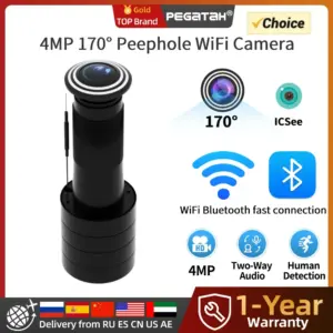 PEGATAH 4MP WiFi HD Video 170° Wide-angle Camera Human Detection Audio Door Viewer Video-eye Wireless Cat-eye Cam ICSEE APP