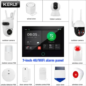 KERUI 4G/WiFi GSM Home Alarm with 7-inch IPS Large Touch Screen Panel Tuya Smart Wireless Security Alarm System Burglar Alexa