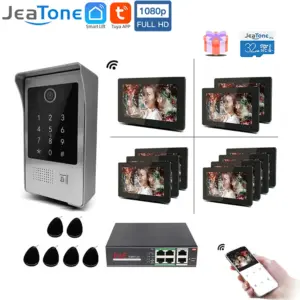 Jeatone Tuya 7 Inch Smart Wireless WiFi Switch Video Intercom Monitor Video Peephole Doorbell Camera Home Access Control System