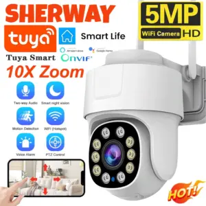 10X PTZ Zoom Wifi Camera Tuya Smart Outdoor Home Security Video Surveillance 5MP Wireless IP Cameras AI Automatic Human Tracking