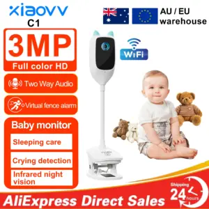 XIAOVV 3MP 2.4GHz WiFi 2k Indoor Home Security Mini IP Camera Smart CCTV Pet Camera Baby Video Monitor 24/7 Surveillance Camera