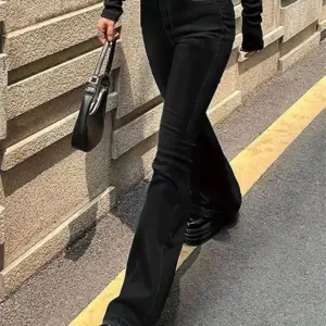 2025 Women Chic High Waist Flare Jeans Lady New Slim Fit Bootcut Cheap Denim Pants Fashion Pure Black Bell Bottoms Trousers