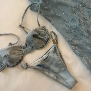 2026 Denim Print Bikini Women Sexy Swimsuit Leather Straps Swimwear Bandeau Biquini Female Micro Bikinis Bathing Suit Beachwear