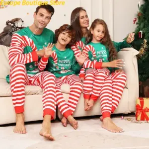 2026 Happy New Year's Clothes Gift Cartoon Family Cute Christmas Pajamas Set Mother Father Kids Matching Outfits Xmas Look Pjs