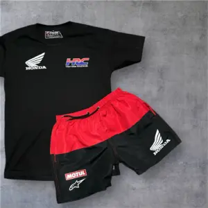 2026 New Honda Motorcycle Racing Team Set Men's Oversized Breathable Quick Drying Sports Set Super Motocross T-Shirt Shorts