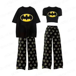 2026 New The BAT Sexy crop top T-Shirt With Pajama pants Oversized Suit For Adult/Kids Couple's outfit Gift