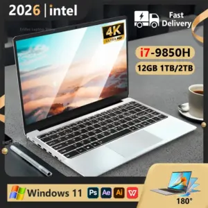 2026 Portable Laptop Windows 11 Intel Core i7 9850H Laptops PC 12GB RAM 1TB 2TB SSD Ultra slim Notebook 4K Office Study Computer