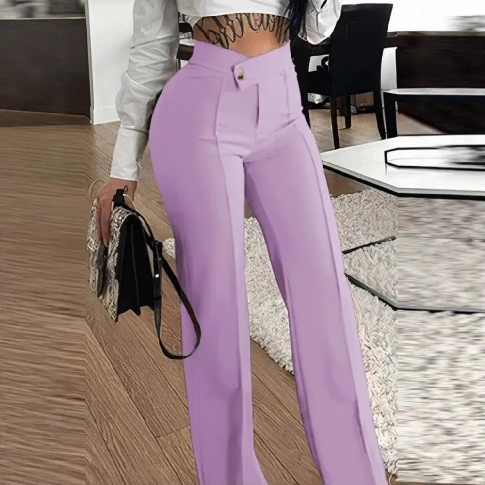 2026 Spring Summer High Waist Baggy Hips Women’s Long Pants Fashion Elegant Business Casual Slit Wide Leg Pants Female