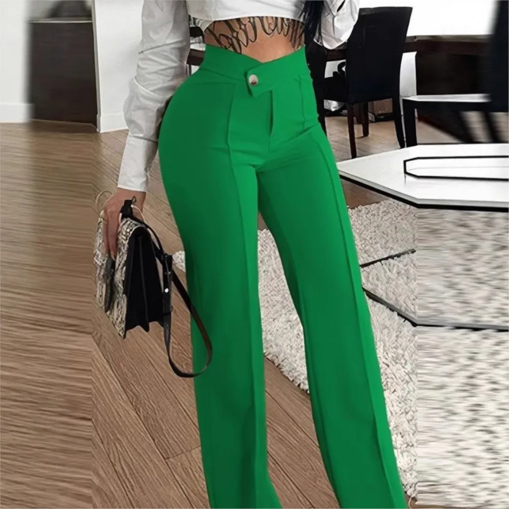 2026 Spring Summer High Waist Baggy Hips Women's Long Pants Fashion Elegant Business Casual Slit Wide Leg Pants Female