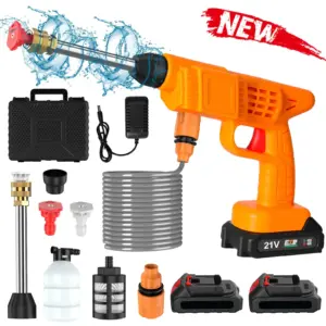 21V Portable Cordless High Pressure Car Wash Gun 5M Hat Car Washing Water Gun High Pressure Cleaner for Makita 21V Battery Pin