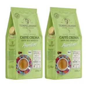 2x Coffee beans TEMPELMANN Aurelias Crema Bio 1kg