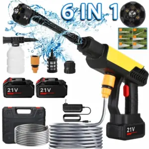 6 IN 1 200Bar Electric High Pressure Washer Cordless Car Wash Water Gun Household Garden Irrigation Tool for Makita 18V Battery