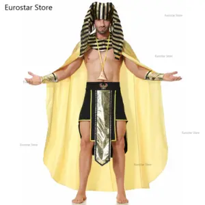 Adult Ancient Egypt Pharaoh Tutankhamun King Costumes for Men Cosplay Halloween New Year Party Fancy Dress