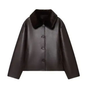 Autumn Winter Women Reversible Double Faced Jacket Casual Pocket Women's Faux Leather Coats Fashion Female Chic Tops