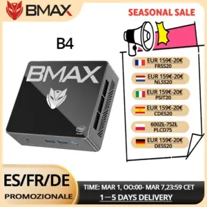 BMAX Mini B4 Barebone Mini PC Processor Intel N95 Graphics UHD 16 GB 512 GB SSD Dual Band Wi-Fi Bluetooth 4.2 2.4 GHz/5 GHz