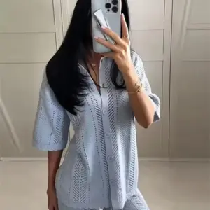 Casual Knit Pants Suits Women Lapel Half Sleeve Hollow Out Single Breasted Top Female 2025 Summer Elastic Waist Pant Outfits Set