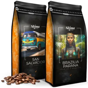 Coffee beans 2x1kg BRAZILIA PARANA/SAN SALVADOR Fresh for machine + GRATIS