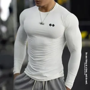 Compression T Shirts Men Spring Long Sleeve Sportswear Training Exercise T-shirt Elastic Quick Dry Sport Tops Gym Workout Shirts