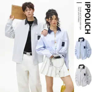 Couple Shirt Long Sleeve Striped Shirts Spring Blouses Unisex Fashion Loose Blouse Y2K Men Clothing Casual Shirts Girls Clothes