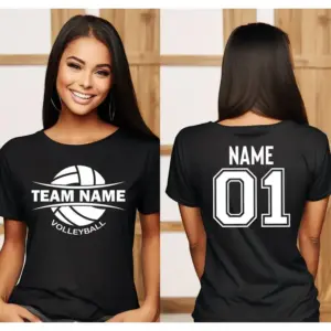 Custom Volleyball Sports Team Shirt with Your Text and Number Sport T-Shirt Personalized Front and Back Team Fan Tee Gift