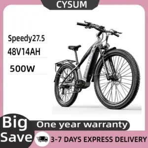 Cysum Speedy Electric Bike 500W motor 48V 14AH battery Electric Bicycle 27.5x2.2 inch maximum speed 40 km/h Adult E-bike