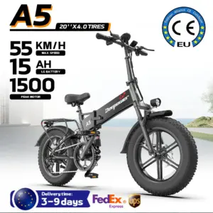 DEEPOWER Folding E-bike A5 1500W Motor 48V15.6AH 20"x 4.0" Fat Tires Dual Suspension Bicycle 7-Speed Electric Bike for MTB/Snow
