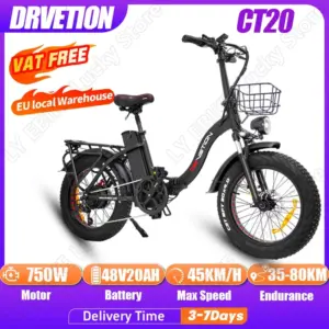 DRVETION CT20 Electric Bicycle 750W motor 48V20AH Lithium battery Adult Riding Electric Bike 20 inch Tire Urban commuting Ebike