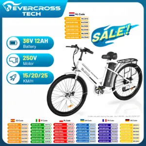 EVERCROSS TECH EK 8S Electric bike adult, E-boat 26 with motor W, 36V 12Ah battery, Max speed 25 km/h, Max Charge