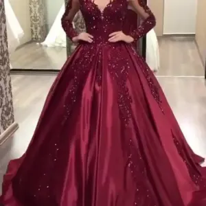 Elegant V Neck Long Sleeve Wedding Party Women Dresses for Engagement Party Evening Dress