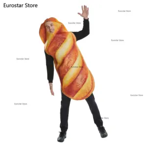 Eraspooky Unisex Bread Baguette Costume Cosplay For Adult Food Tunic Hallowee Christmas Carnival Party Fancy Dress