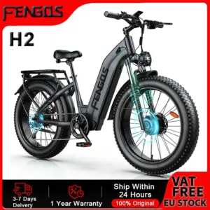 FENGQS H2 Electric Bike,52V20Ah Battery Mountain Electric Bicycles,Peak 3000W Dual Motor,50km/h Max Speed,26x4 Inch Fat Tire EBI