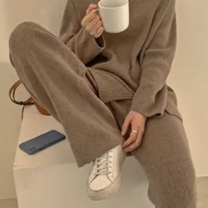 Fashion Knitted 2 Piece Sets Women Outfit Autumn Clothes Women 2024 Pullover Sweater Top + Pants Sets Casual Sweatsuit Woman Set