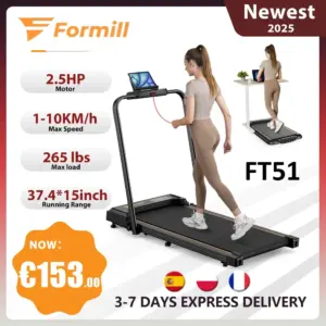 Formill FT51 2-in-1 Laufband, Höchstgeschwindigkeit 1–10 km/h, elektrisches Laufband, installationsfrei, Laufband und Jogginggerät für Zuhause