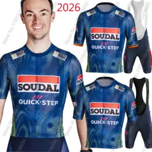 France Tour Soudal Quick Step 2026 Cycling Jersey Set REMCO EVENEPOEL Belgium Clothing Road Bike Shirt Suit Bicycle Bib Pants