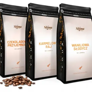 Grain coffee 3x1kg VANILLA/CHOCOLATE/CARAMEL ARABICA Fresh + GRATIS