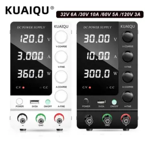 KUAIQU Adjustable Switching DC Power Supply 30V 10A 6A Lab Bench Power Supply 60V 5A 120V 3A Output Preset Current 20A 30A 60A