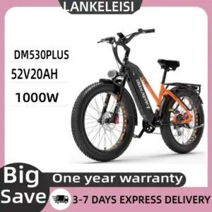 LANKELEISI DM530PLUS 1000W 52V20AH Adult E-Bicycle City Ebicycle 20 Inch Fat Tire Non-Foldable LCD Instrument Electric Bicycle