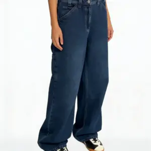 Luxury Soft Retro Workwear Denim Jeans Women Low Waist Wide Leg Vintage Cargo Pocket Streetwea