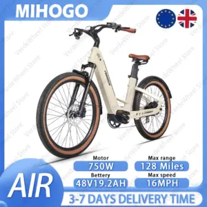 MIHOGO AIR MAX 750W Electric Bike with Dual 48V 9.6Ah Battery, 128 Miles Max Range, 16MPH 26*2.5 Tires & LCD Display