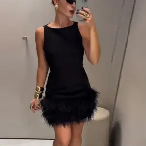 MUJER 2025 Feather Mini Dress Women Black Sleeveless Corset Dress Woman off Shoulder Party Dresses for Women Luxury Short Dress