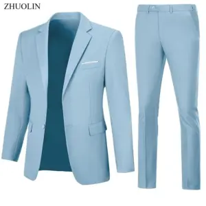 Men Suits 2 Pieces Set Slim Fit Jackets Pants Elegant For Wedding Blazers Formal Outfit Fashion Classic Full 2025 Costume